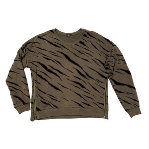Rails Marlo Olive Flocked Tiger Print Sweatshirt Top Women’s S Textured Boho